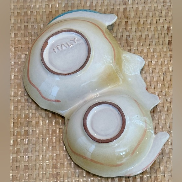 Modigliani Via Condotti Roma Italy Cat Double Bowl Pottery Nut or Trinket dish - Picture 3 of 3